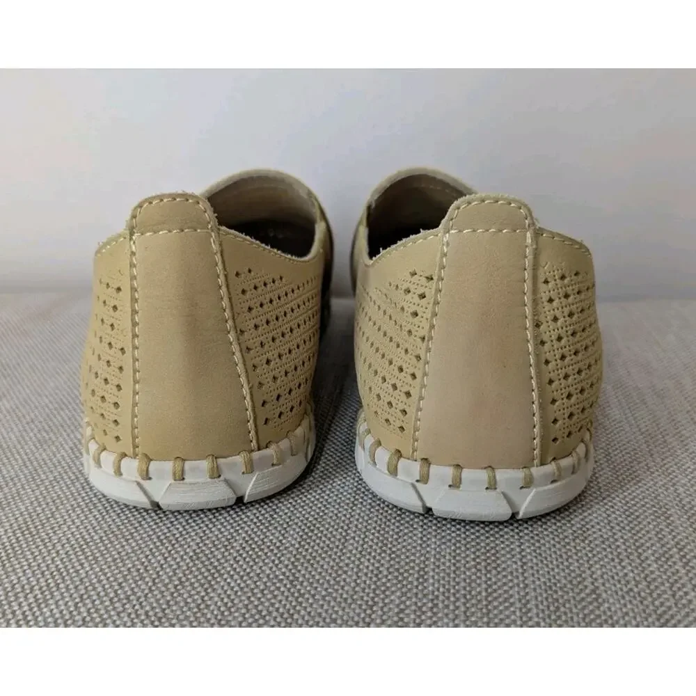 OTBT Womens Universe Shoe Size 10 Yellow Leather Perforated Slip On Flat Loafer